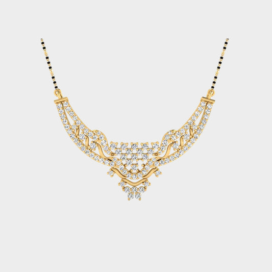 0.92 Carat Round Cut Lab-Grown Diamond Mangalsutra in 14K Yellow Gold