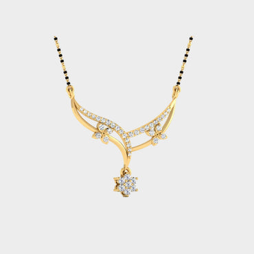 Traditional Diamond Mangalsutra Design in 18K Yellow Gold for Women