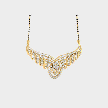 Designer Round Cut Lab Diamond Mangalsutra 18K Hallmark Yellow Gold
