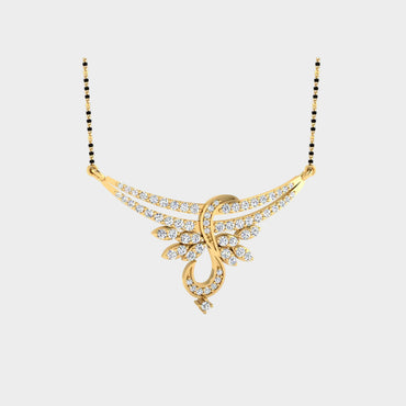 Radiant Round Cut Lab Diamond Mangalsutra 18K Hallmark Yellow Gold