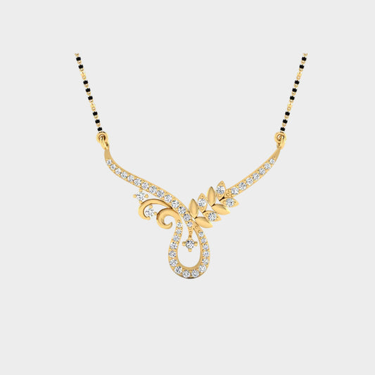 0.28 Ct Lab-Grown Diamond Mangalsutra In 14K Yellow Gold Daily Wear