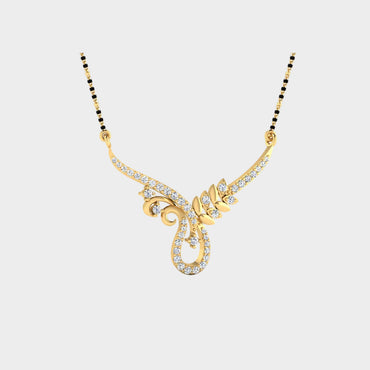 Refined Round Cut Lab Diamond Mangalsutra 18K Hallmark Yellow Gold