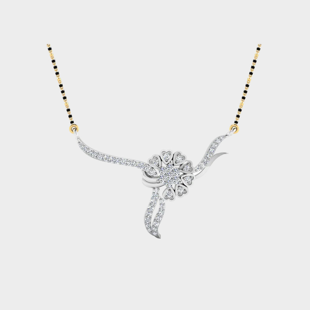 Contemporary White Gold Diamond Mangalsutra Round Cut India