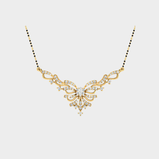 Certified Lab Diamond Daily Wear Mangalsutra Yellow Gold India