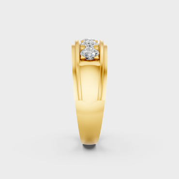 Majestic 0.80 Ct Round Lab-Grown Diamond Men's Wedding Ring in a polished 14K Yellow Gold setting.