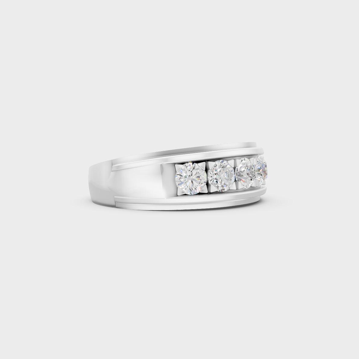 High-Durability 0.80 Ct Round Lab-Grown Diamond Men's Wedding Ring, premium 950 Platinum.