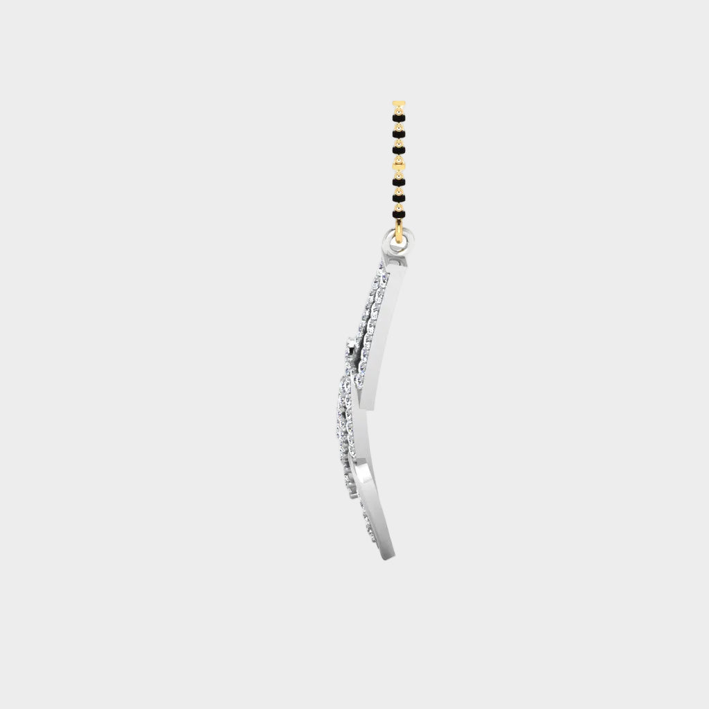 Round Cut Lab Diamond Platinum Mangalsutra Custom India