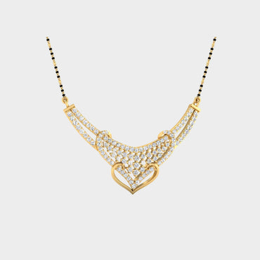 Round Cut Diamond Mangalsutra 18K Hallmark Yellow Gold Bridal