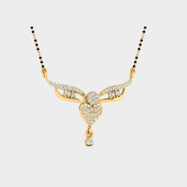Round Cut Diamond Mangalsutra 18K Hallmark Yellow Gold Daily Wear