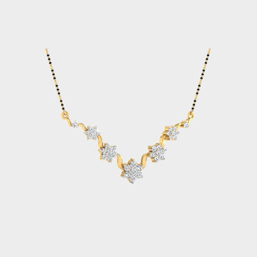 Round Cut Diamond Mangalsutra Yellow Gold 18K Hallmark