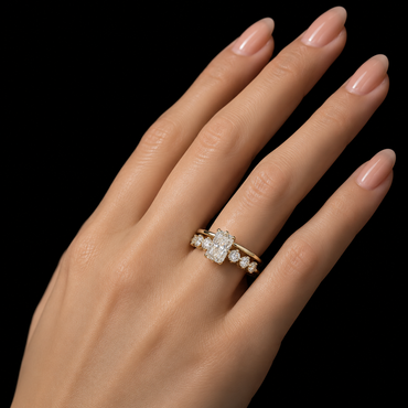 9K Yellow gold lab grown diamond ring radiant