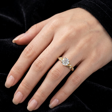 yellow gold lab grown round diamond ring