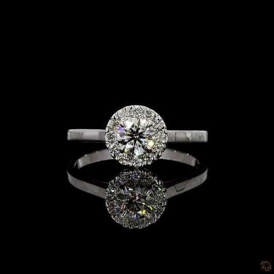 Multi tone gold lab grown diamond ring 0.62 carat round cut