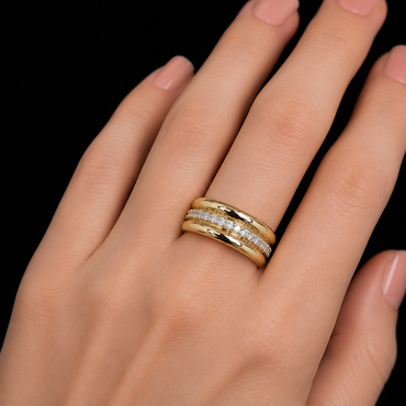 9K Yellow gold lab grown diamond band
