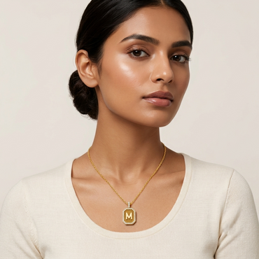 "M" Alphabet Lab Grown Diamond Pendant with Chain