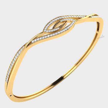 Round cut lab grown diamond bangle bracelet 9K 14K 18K yellow gold
