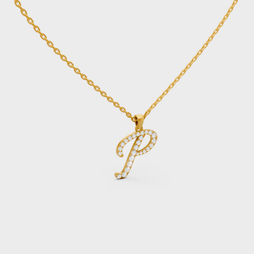 "P" Alphabet Lab Grown Diamond Pendant with Chain