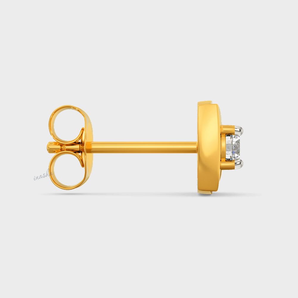 Minimalist Men’s Lab-Grown Round Diamond Stud In 14K Yellow Gold