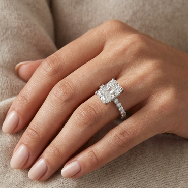 White Gold Radiant Engagement Ring in diamond