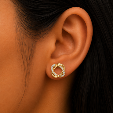 Round Lab Grown Diamond Stud Earrings In 14K Yellow Gold