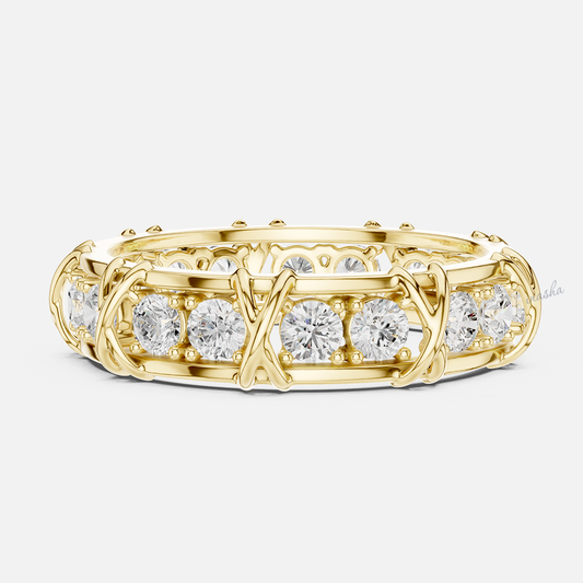 GLI certified lab grown round cut diamond men’s band in yellow gold