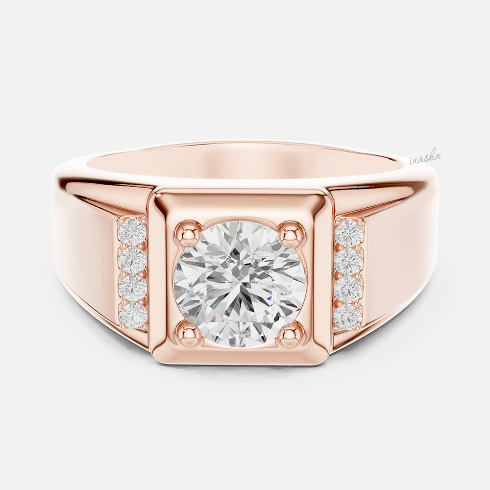Lab grown diamond men’s ring crafted in 14k 18k rose gold