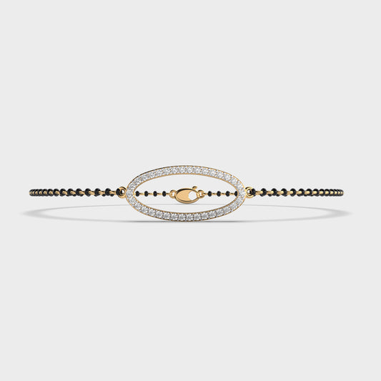 Classic yellow gold Mangalsutra bracelet featuring round lab diamond