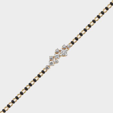 Classic yellow gold Mangalsutra bracelet featuring round lab diamond