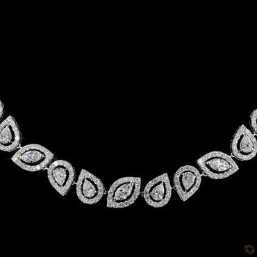GLI Certified 10.50 Ct Marquise Pear Round Halo Diamond Necklace In White Gold