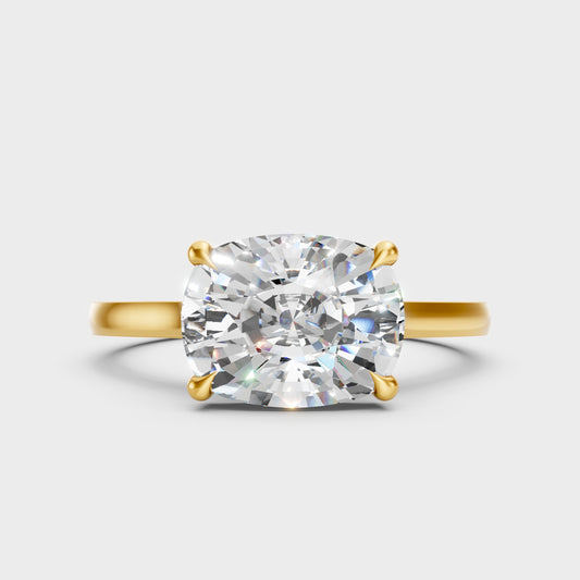 1.5 To 4.5 Carat Cushion-Cut Lab-Grown Diamond Ring In 18K Yellow Gold