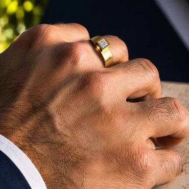 Yellow Gold Men’s Statement Band With Certified