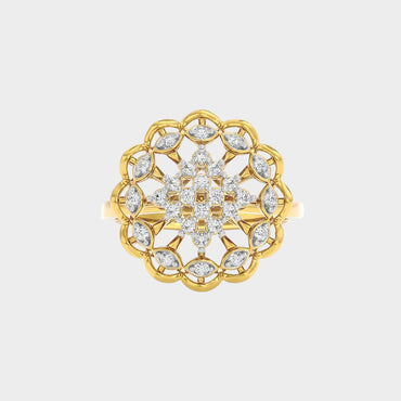 Sustainable Yellow Gold Cocktail Ring With Gli Certified Round-Cut Lab-Grown Diamonds