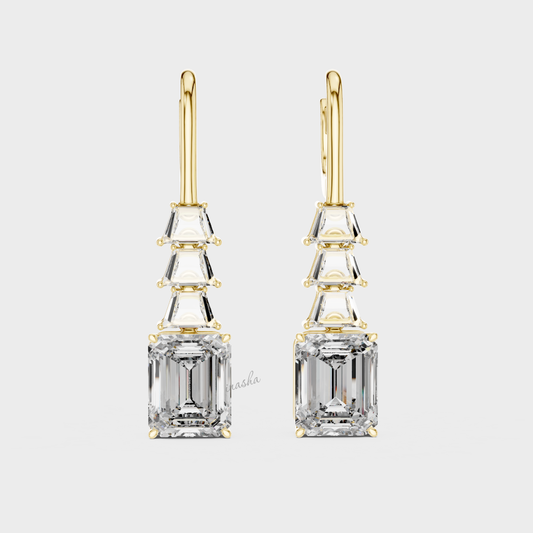 9.52 Carat Trapezoid/Emerald Cut Lab-Grown Diamond Earrings in