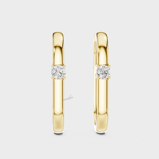 Round Cut Lab-Grown Diamond Certified Hoops Earrings in