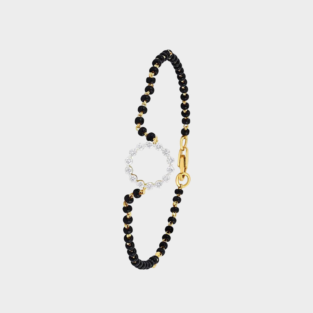 Traditional yellow gold Mangalsutra bracelet showcasing of lab-grown diamonds