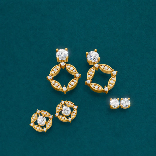 Elegant convertible earrings featuring 1.14 total carats of round lab-grown diamonds, designed for versatile wear with sparkling brilliance and a refined look.