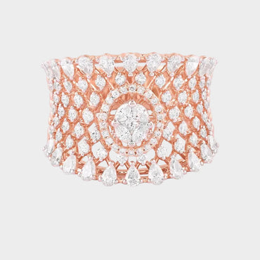 Romantic Rose Gold Cocktail Ring With Round Lab-Grown Diamonds
