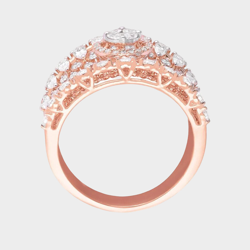 Rose Gold Round-Cut Lab-Grown Diamond Cocktail Ring For Modern Ethical Luxury