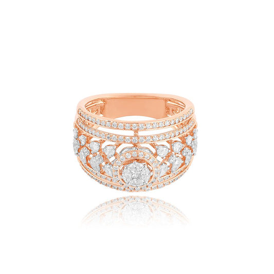 Romantic Rose Gold Cocktail Ring With Round Lab-Grown Diamonds