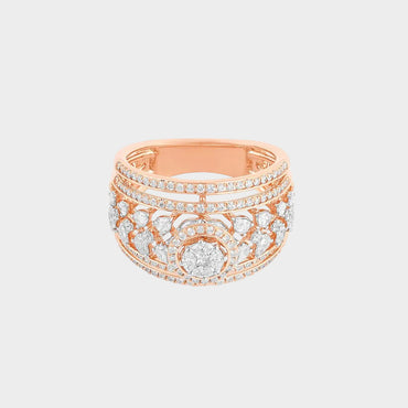 Romantic Rose Gold Cocktail Ring With Round Lab-Grown Diamonds