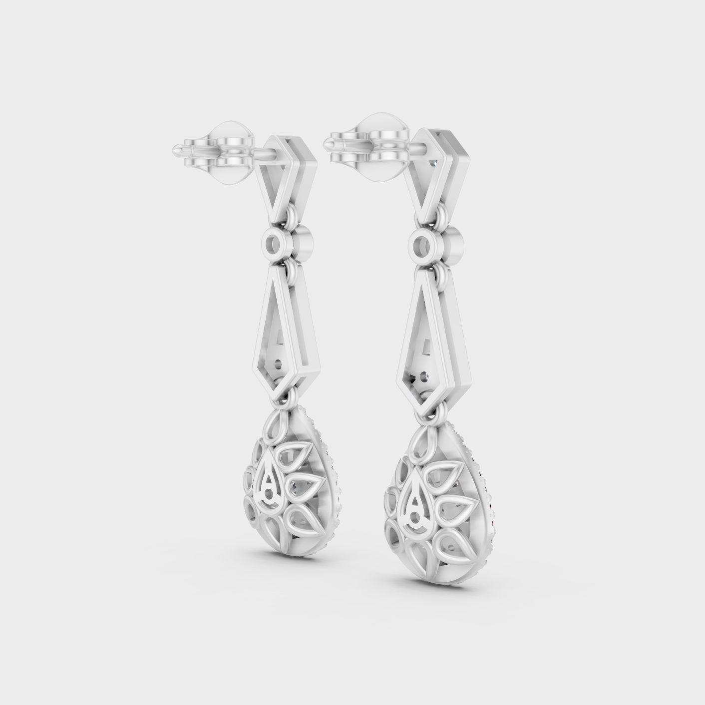 White Gold Classic Baguette Round Diamond Drop Earrings 1.30 Ct Fine Jewelry