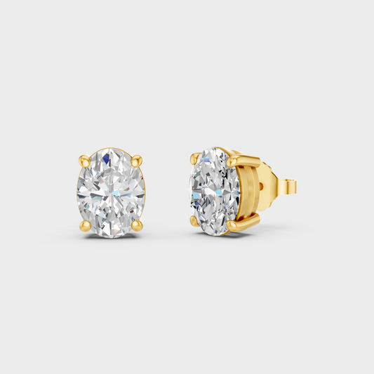 2 To 10 Ct Oval Cut Lab Grown Diamond Earrings In Yellow Gold Luxury Jewelry