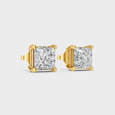 Yellow Gold Princess Cut Diamond Earrings 2 To 10 Ct Lab Created Brilliant Sparkle