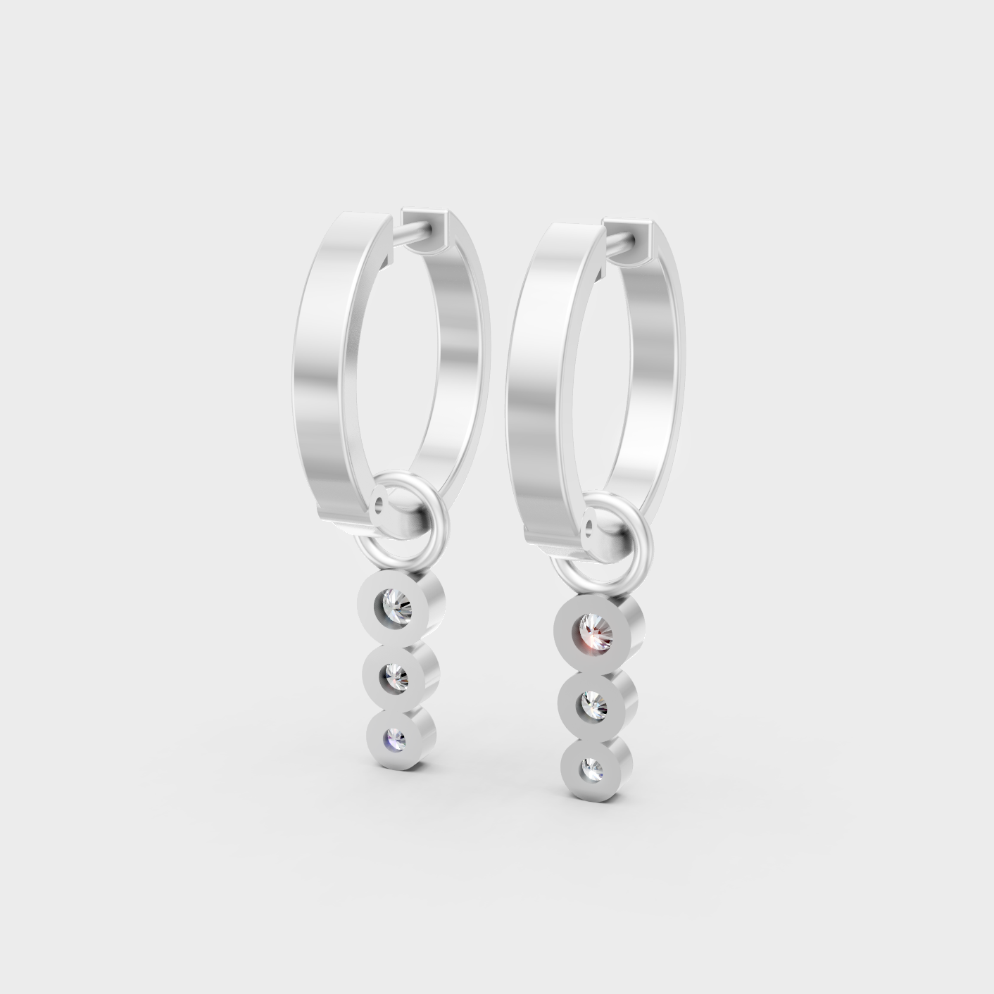 White Gold Classic Round Diamond Drop Earrings 0.19 Ct Fine Jewelry