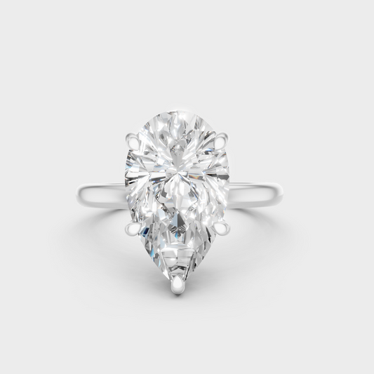 Platinum 950 Pear Diamond Womens Ring 1.5 To 4.5 Ct Lab Grown Luxury Design