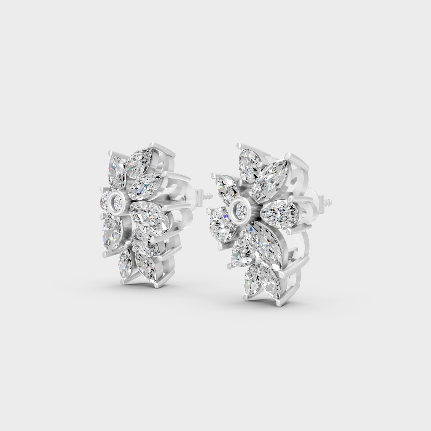 White Gold Certified Multi Shape Diamond Earrings Fine Jewelry