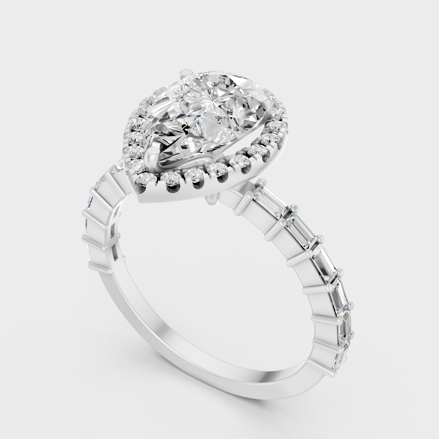 Platinum Fine Jewelry Multi Shape Halo Diamond Ring