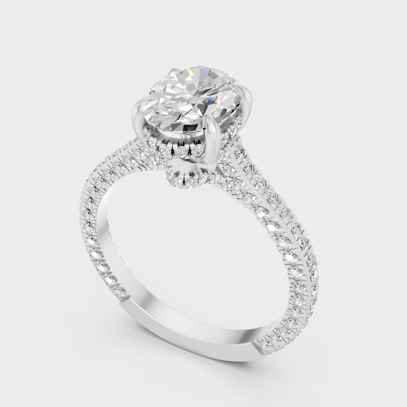 Platinum Oval Engagement Ring With Halo Sparkle