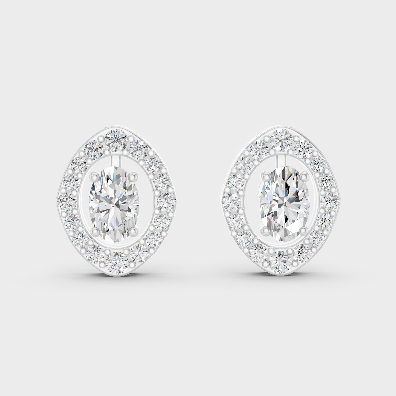 Premium 950 Platinum Convertible Earrings Featuring 1.14 Ct TW Certified Oval And Round Cut Diamonds