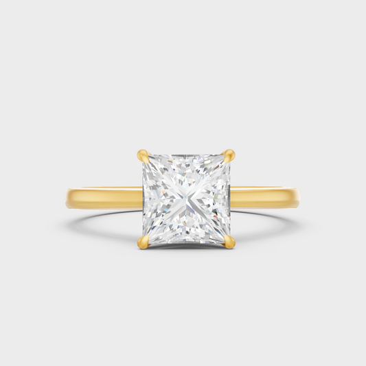 Luxury Princess Diamond Solitaire Ring In Yellow Gold Elegant Jewelry